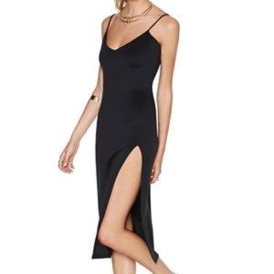 High slit black dress